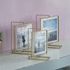Fabulaxe Gold Modern Metal Floating Tabletop Photo Frame with Glass Cover and Free Spinning Stand, 6 x 8 QI004496.GD.L